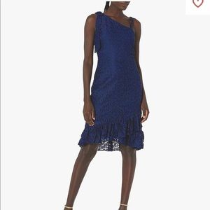 NWOT Kensie mock one shoulder  blue lace dress